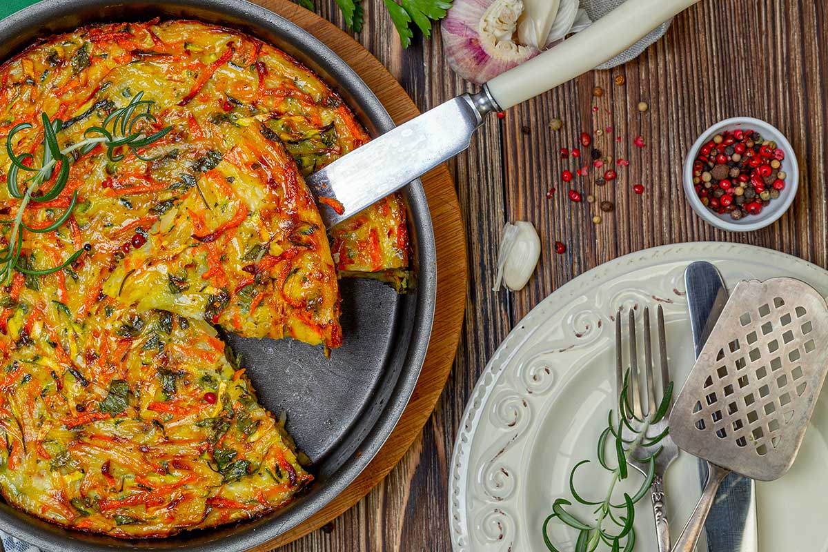 A delicious Shabbat frittata with peppercorns.